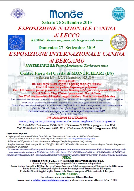 Esposizione nazionale canina di Lecco e Bergamo -26-27 Settembre 2015